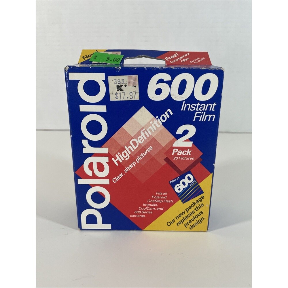 Vintage Polaroid 600 Plus Color Film 2 Pack (20) Exp. 2/94 Sealed New Old Stock